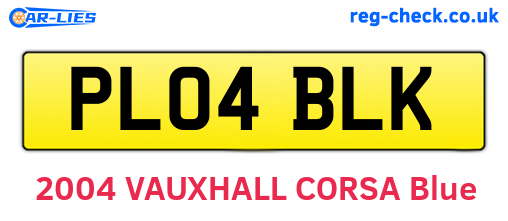 PL04BLK are the vehicle registration plates.