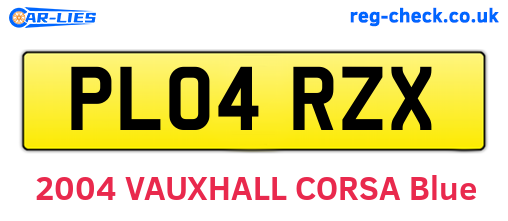 PL04RZX are the vehicle registration plates.