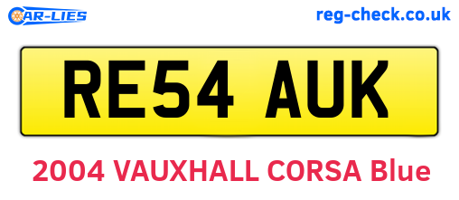 RE54AUK are the vehicle registration plates.