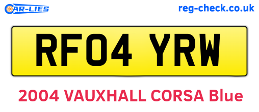 RF04YRW are the vehicle registration plates.