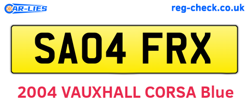 SA04FRX are the vehicle registration plates.