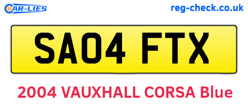 SA04FTX are the vehicle registration plates.