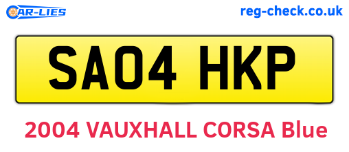 SA04HKP are the vehicle registration plates.