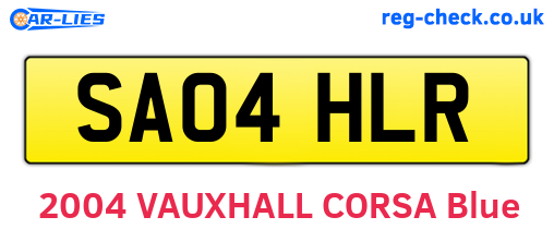 SA04HLR are the vehicle registration plates.