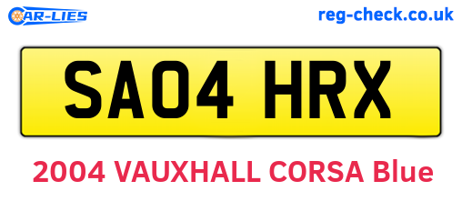 SA04HRX are the vehicle registration plates.