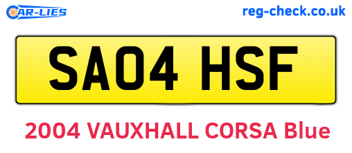 SA04HSF are the vehicle registration plates.