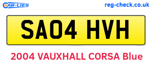 SA04HVH are the vehicle registration plates.