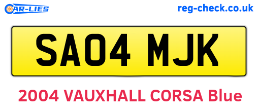 SA04MJK are the vehicle registration plates.