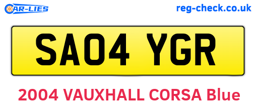 SA04YGR are the vehicle registration plates.