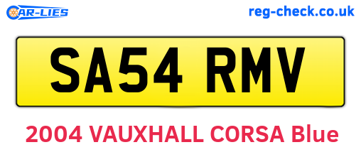 SA54RMV are the vehicle registration plates.