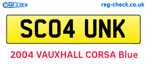 SC04UNK are the vehicle registration plates.