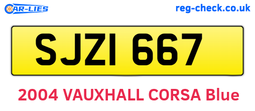 SJZ1667 are the vehicle registration plates.