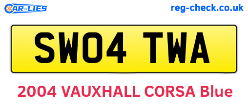 SW04TWA are the vehicle registration plates.