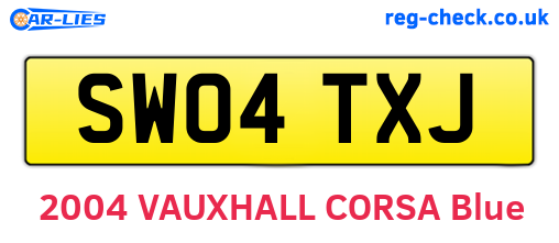 SW04TXJ are the vehicle registration plates.