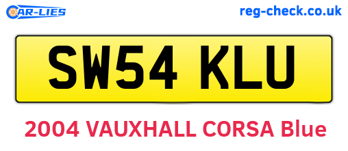 SW54KLU are the vehicle registration plates.
