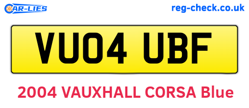 VU04UBF are the vehicle registration plates.