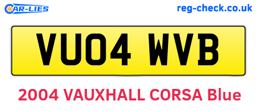VU04WVB are the vehicle registration plates.