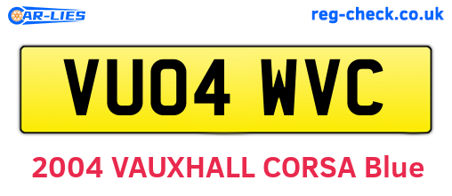 VU04WVC are the vehicle registration plates.