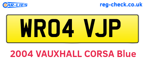 WR04VJP are the vehicle registration plates.