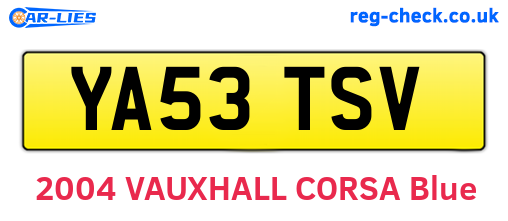 YA53TSV are the vehicle registration plates.