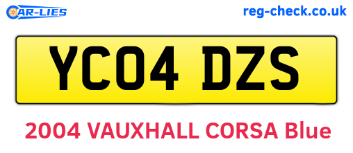 YC04DZS are the vehicle registration plates.
