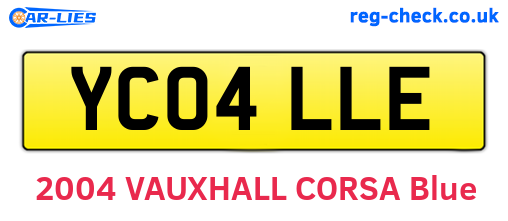 YC04LLE are the vehicle registration plates.