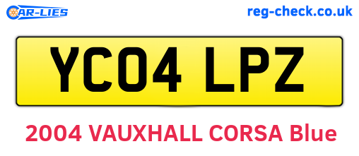 YC04LPZ are the vehicle registration plates.