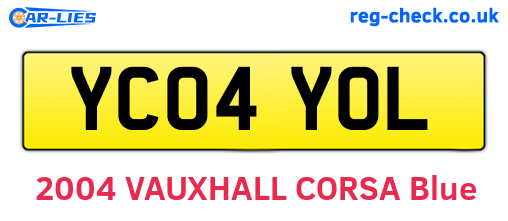 YC04YOL are the vehicle registration plates.
