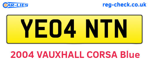 YE04NTN are the vehicle registration plates.
