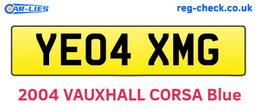 YE04XMG are the vehicle registration plates.