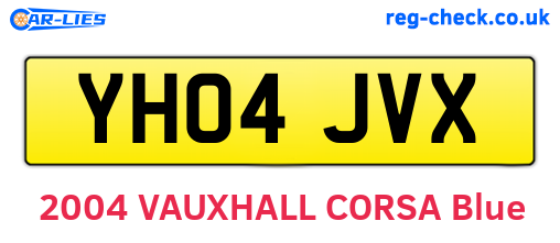YH04JVX are the vehicle registration plates.