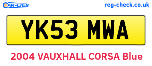 YK53MWA are the vehicle registration plates.