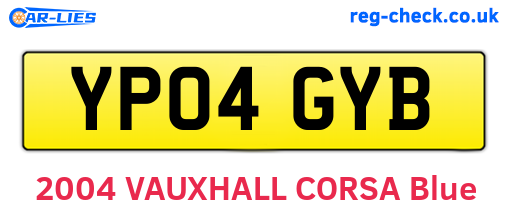 YP04GYB are the vehicle registration plates.