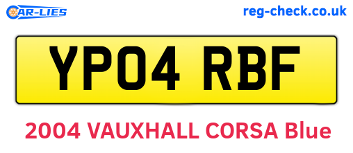 YP04RBF are the vehicle registration plates.