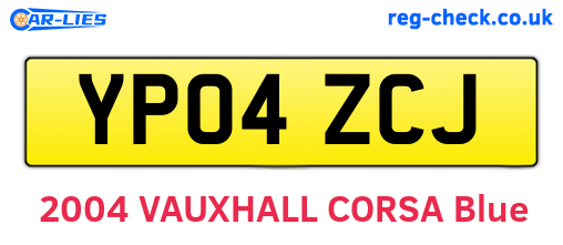 YP04ZCJ are the vehicle registration plates.