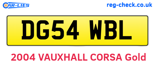 DG54WBL are the vehicle registration plates.