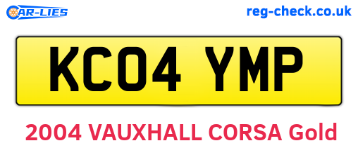 KC04YMP are the vehicle registration plates.