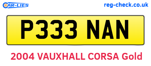 P333NAN are the vehicle registration plates.