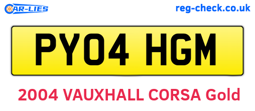 PY04HGM are the vehicle registration plates.