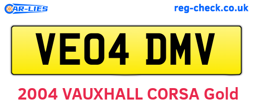 VE04DMV are the vehicle registration plates.
