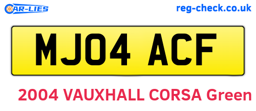 MJ04ACF are the vehicle registration plates.