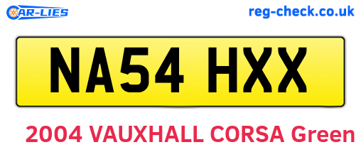 NA54HXX are the vehicle registration plates.
