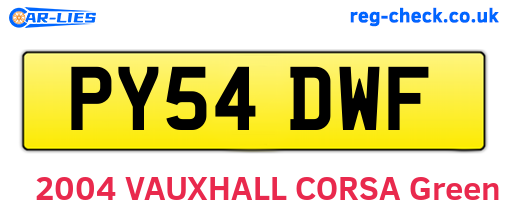 PY54DWF are the vehicle registration plates.