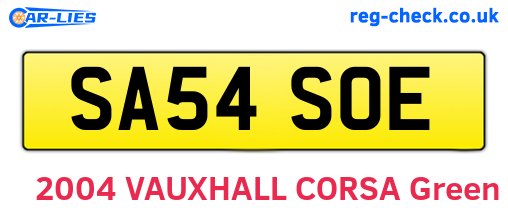 SA54SOE are the vehicle registration plates.