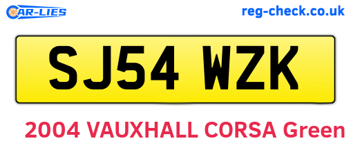 SJ54WZK are the vehicle registration plates.