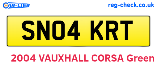 SN04KRT are the vehicle registration plates.