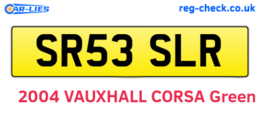 SR53SLR are the vehicle registration plates.