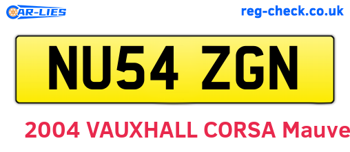 NU54ZGN are the vehicle registration plates.
