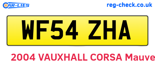 WF54ZHA are the vehicle registration plates.