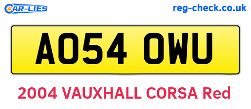 AO54OWU are the vehicle registration plates.
